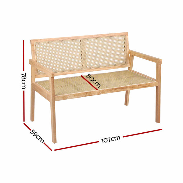 Gardeon Garden Bench Wooden Bench Outdoor PVC Woven Seat Backrest 107cm Awezingly