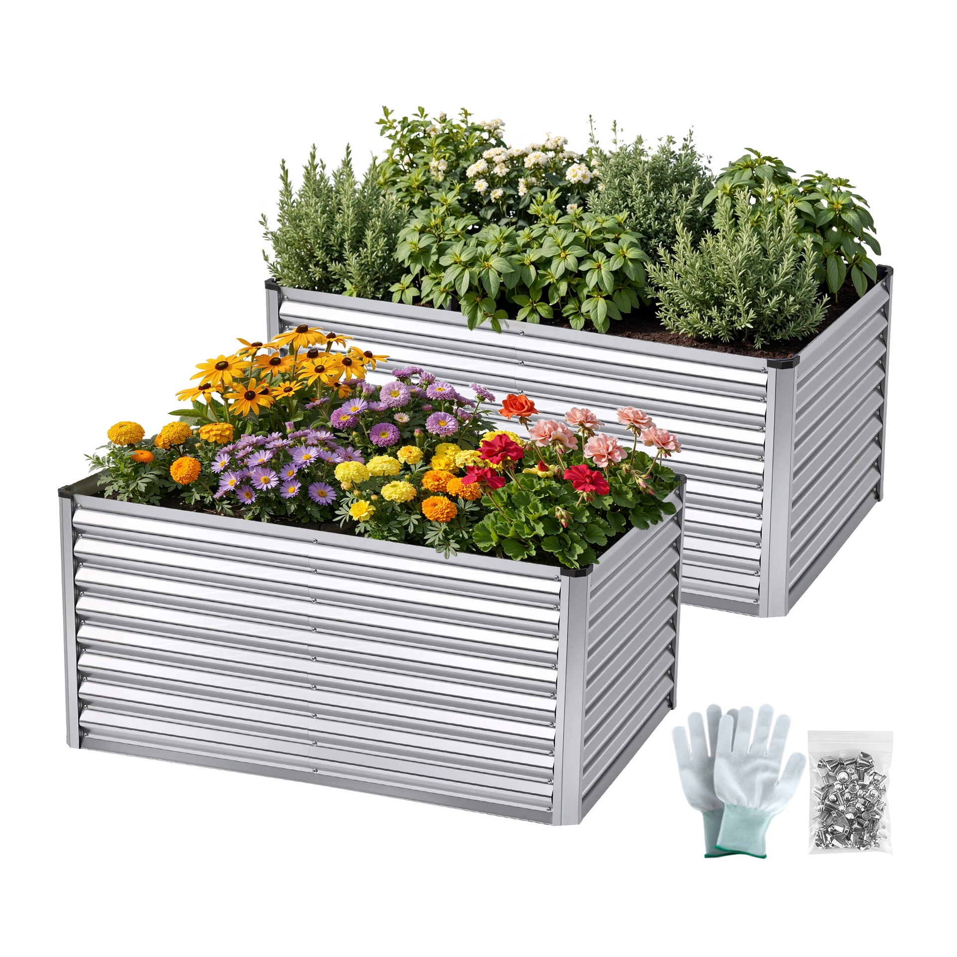 Green Fingers Raised Garden Bed 2 in 1 Modular Galvanised Planter Box Rust Resistant 240x80x60cm Awezingly
