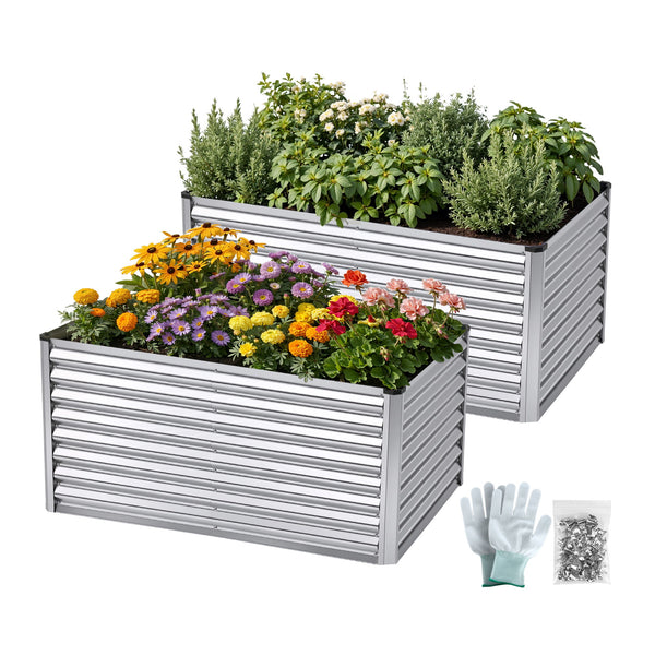 Green Fingers Raised Garden Bed 2 in 1 Modular Galvanised Planter Box Rust Resistant 240x80x60cm Awezingly