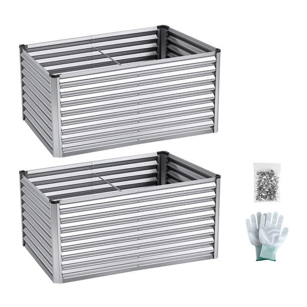 Green Fingers Raised Garden Bed 2 in 1 Modular Galvanised Planter Box Rust Resistant 240x80x60cm Awezingly