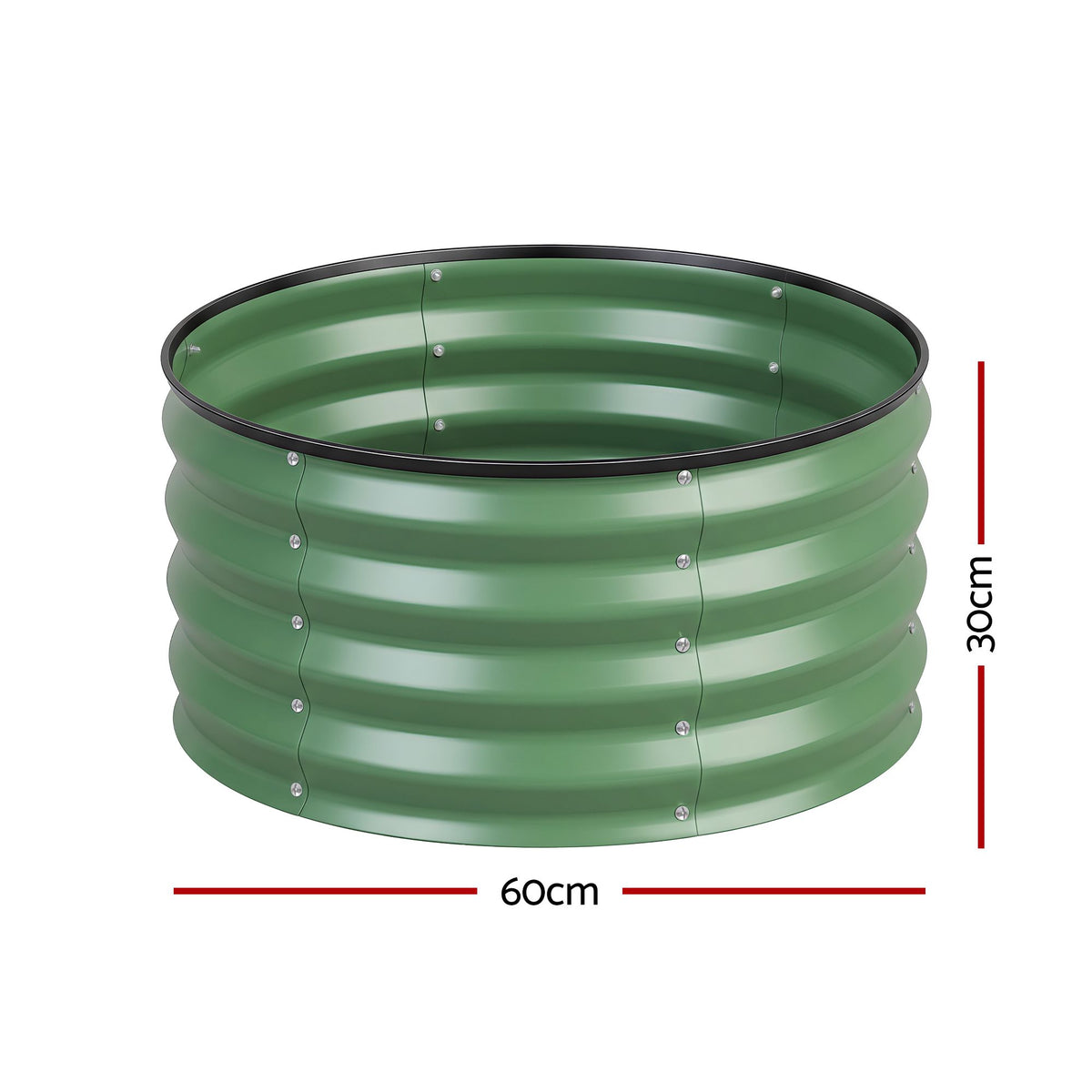 Green Fingers Round Raised Garden Bed 2 Pack Galvanised Planter Box Rust Resistant 60x60x30cm Green Awezingly
