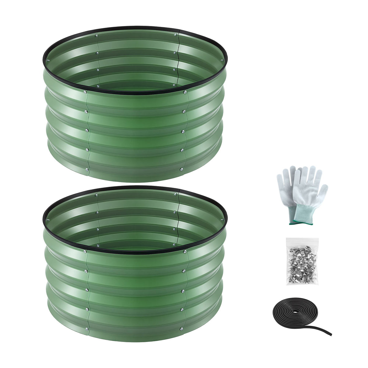 Green Fingers Round Raised Garden Bed 2 Pack Galvanised Planter Box Rust Resistant 60x60x30cm Green Awezingly