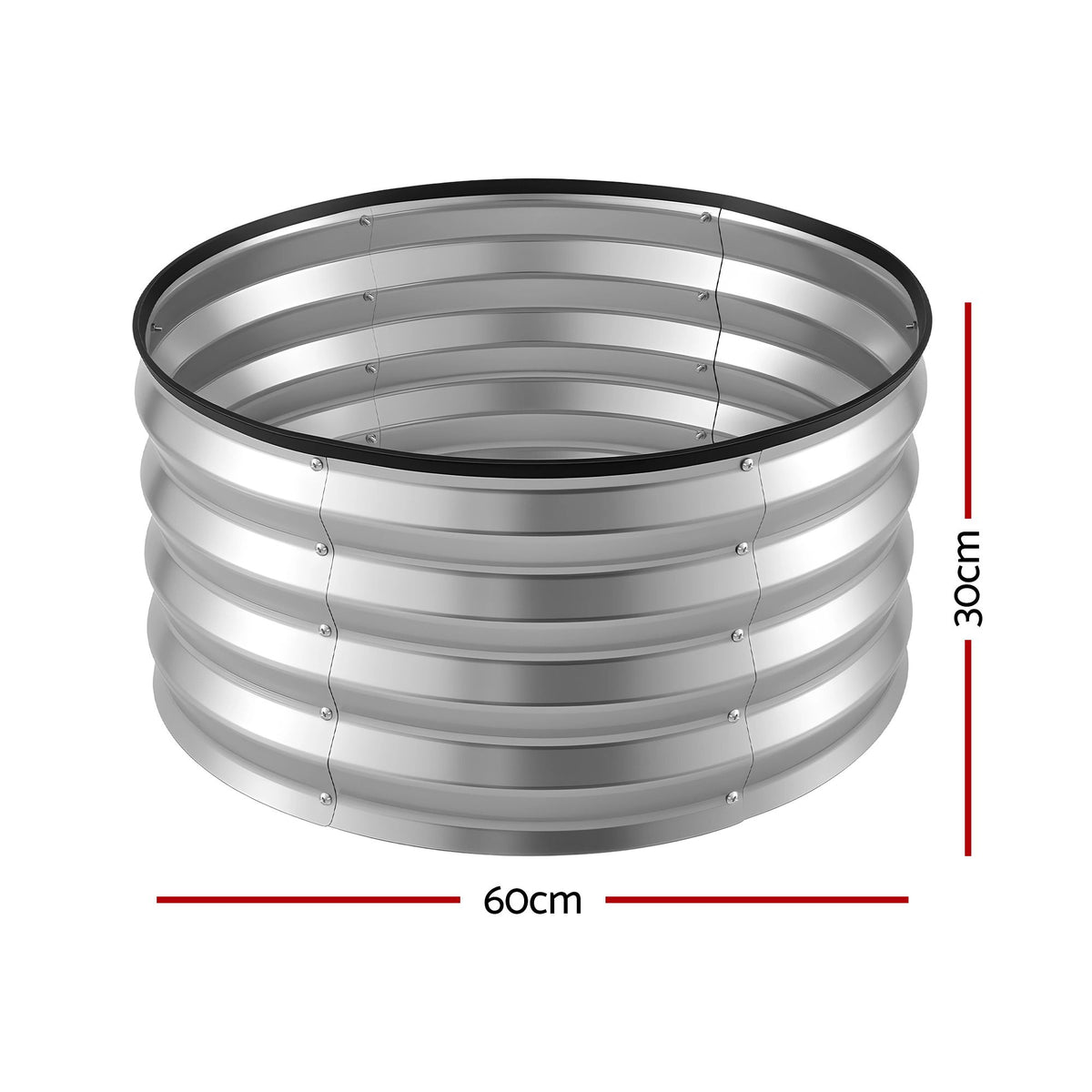 Green Fingers Round Raised Garden Bed 2 Pack Galvanised Planter Box Rust Resistant 60x60x30cm Silver Awezingly