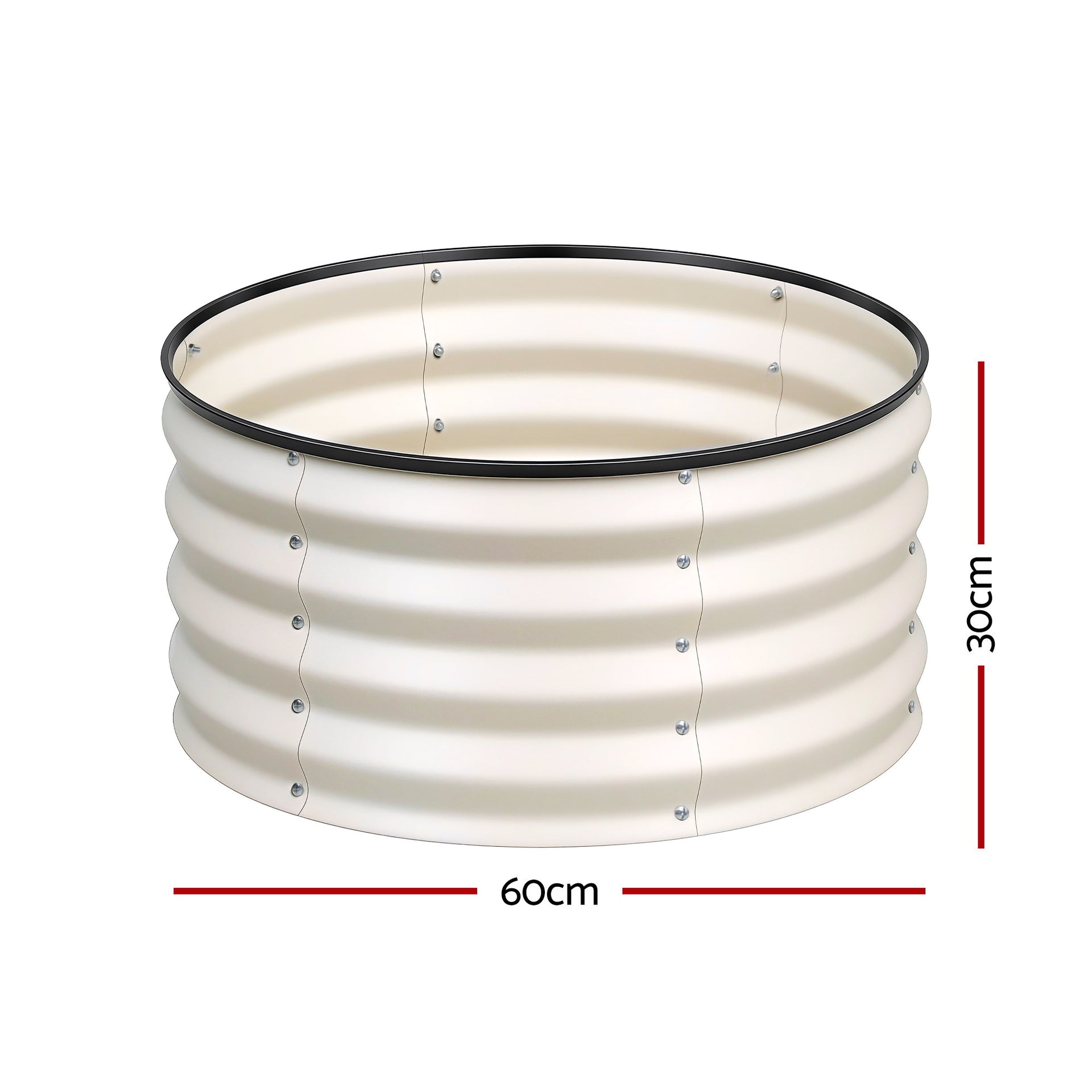 Green Fingers Round Raised Garden Bed 2 Pack Galvanised Planter Box Rust Resistant 60x60x30cm White Awezingly