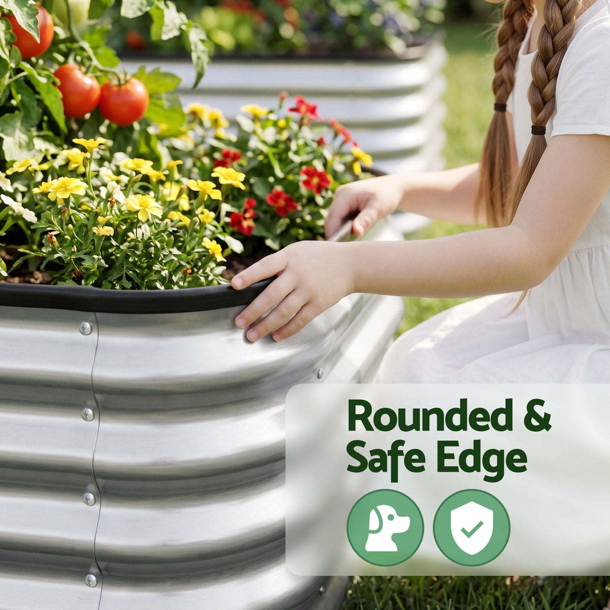Green Fingers Galvanized Raised Garden Bed 2 Pack Metal Planter 60x60x45cm Awezingly