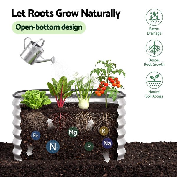Green Fingers Galvanized Raised Garden Bed 2 Pack Metal Planter 60x60x45cm Awezingly