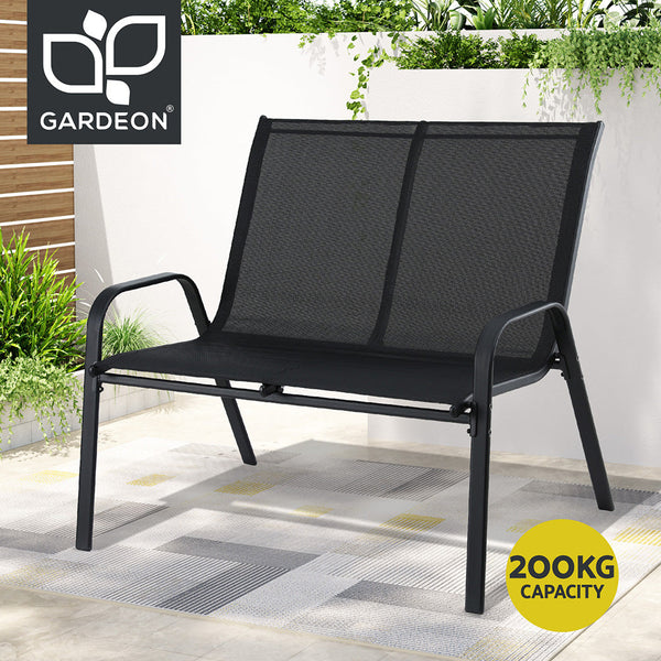 Gardeon Garden Bench Seat Steel Outdoor Patio Park Lounge Backyard Chair Black Awezingly