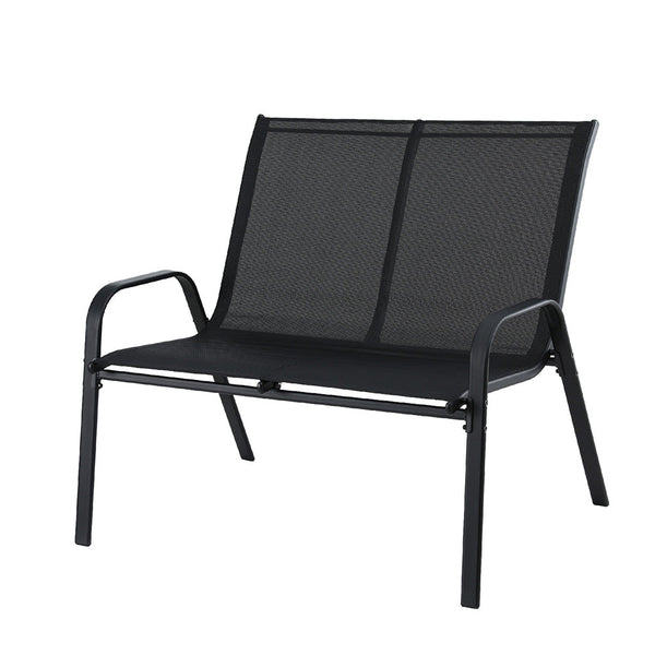 Gardeon Garden Bench Seat Steel Outdoor Patio Park Lounge Backyard Chair Black Awezingly