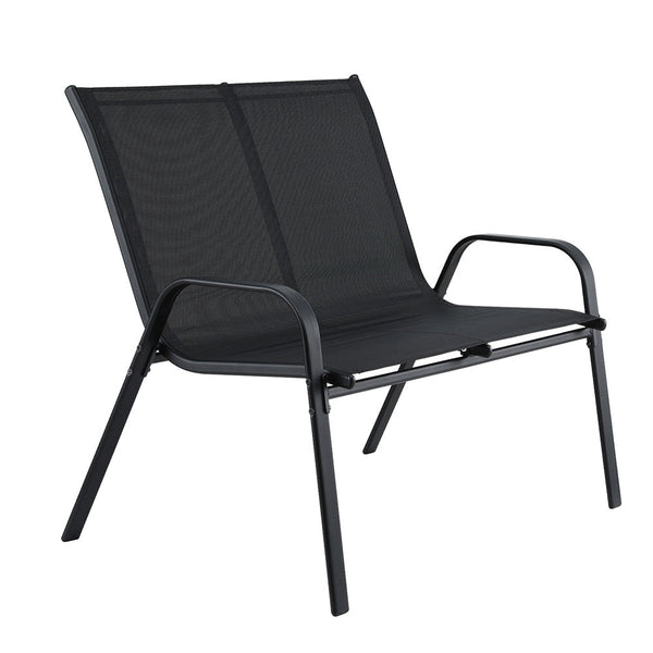 Gardeon Garden Bench Seat Steel Outdoor Patio Park Lounge Backyard Chair Black Awezingly