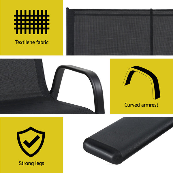 Gardeon Garden Bench Seat Steel Outdoor Patio Park Lounge Backyard Chair Black Awezingly