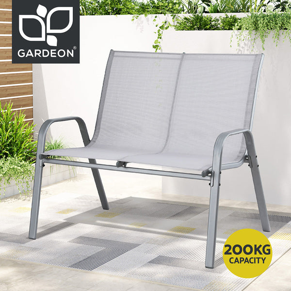 Gardeon Garden Bench Seat Steel Outdoor Patio Park Lounge Backyard Chair Grey Awezingly