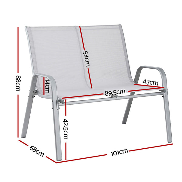 Gardeon Garden Bench Seat Steel Outdoor Patio Park Lounge Backyard Chair Grey Awezingly