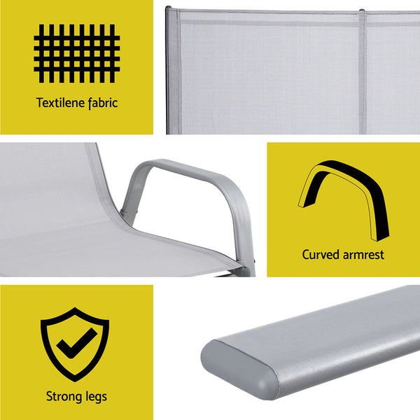 Gardeon Garden Bench Seat Steel Outdoor Patio Park Lounge Backyard Chair Grey Awezingly