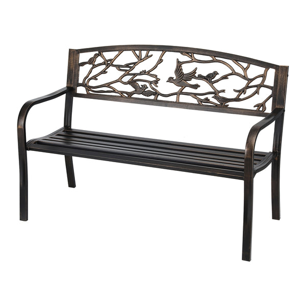 Gardeon Outdoor Bench Seat Garden Steel Outdoor Furniture 3 Seater Park Bronze Awezingly