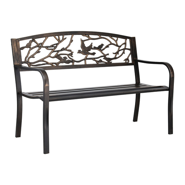 Gardeon Outdoor Bench Seat Garden Steel Outdoor Furniture 3 Seater Park Bronze Awezingly