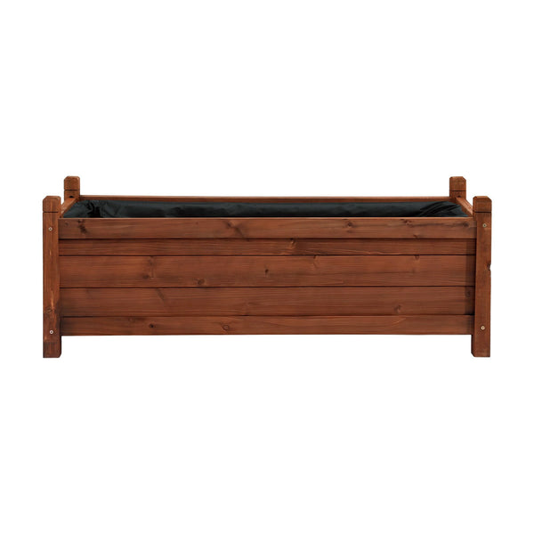 Green Fingers Garden Bed Wooden Planter Box Raised Container Growing 90x30x33cm Brown Awezingly