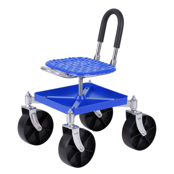 Gardeon Garden Cart Seat Rolling Stool 360 Swivel Height Adjustable Heavy Duty Blue Awezingly