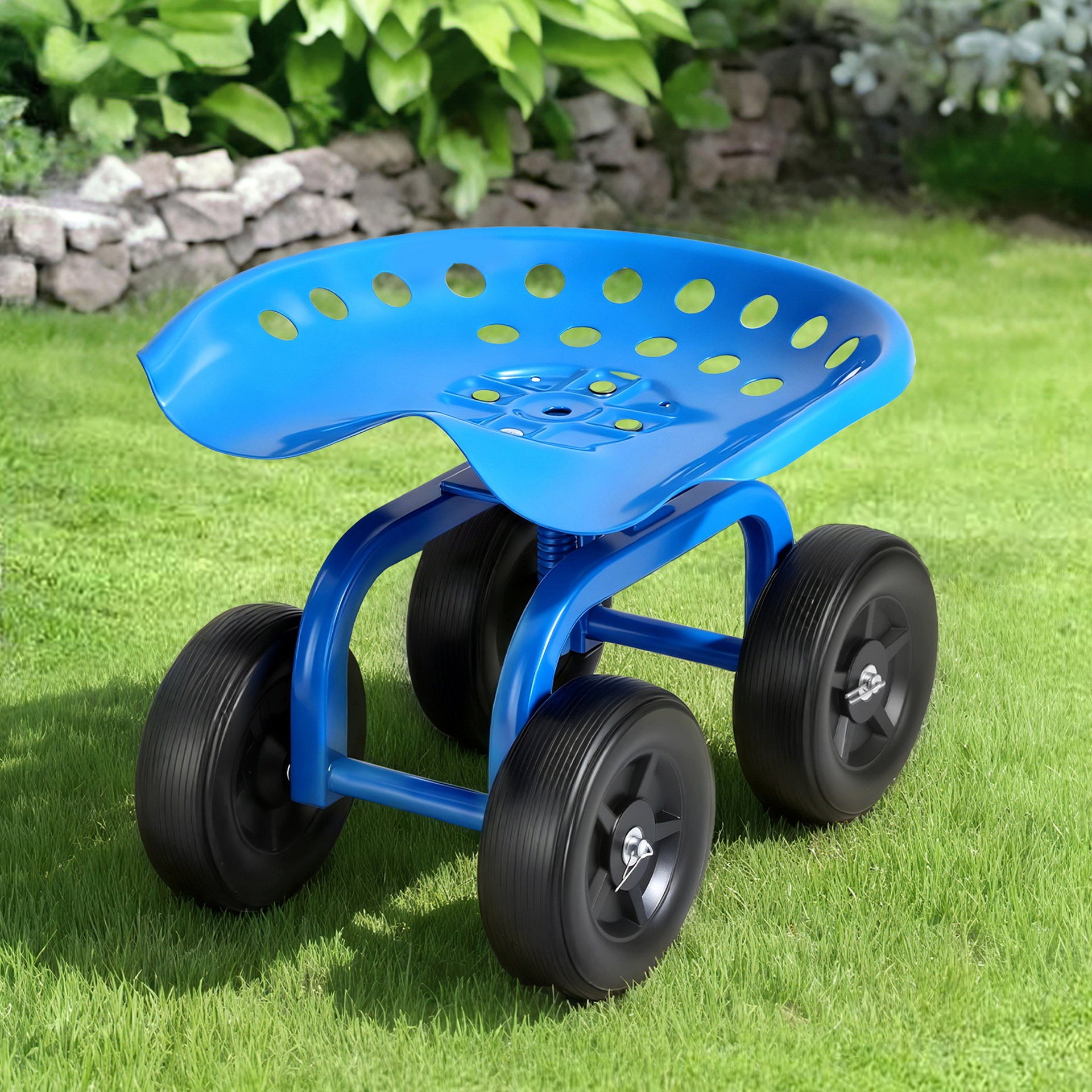 Gardeon Garden Seat 360 Swivel Rolling Adjustable Height Work Scooter Cart Wheels Heavy Duty 150kg Awezingly