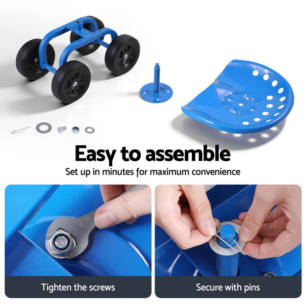 Gardeon Garden Seat 360 Swivel Rolling Adjustable Height Work Scooter Cart Wheels Heavy Duty 150kg Awezingly
