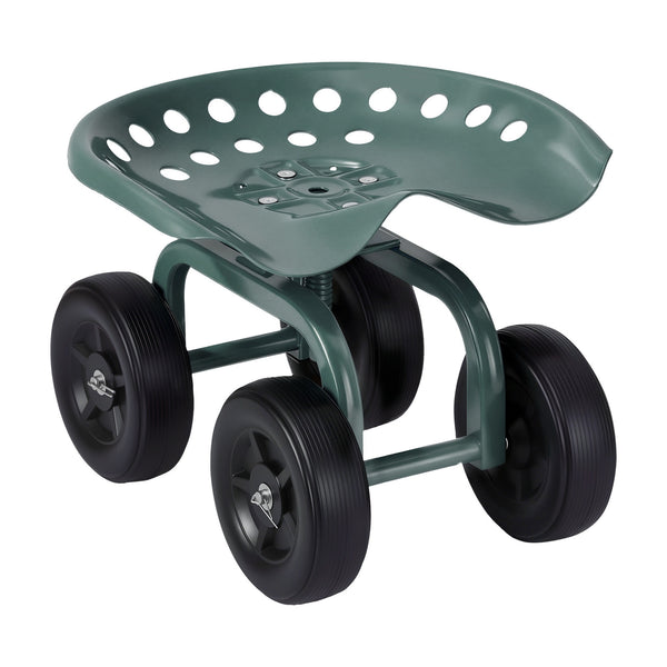 Gardeon Garden Seat 360 Swivel Rolling Adjustable Height Work Scooter Cart Wheels Heavy Duty 150kg Awezingly