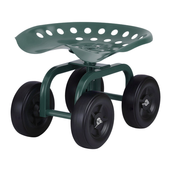 Gardeon Garden Seat 360 Swivel Rolling Adjustable Height Work Scooter Cart Wheels Heavy Duty 150kg Awezingly