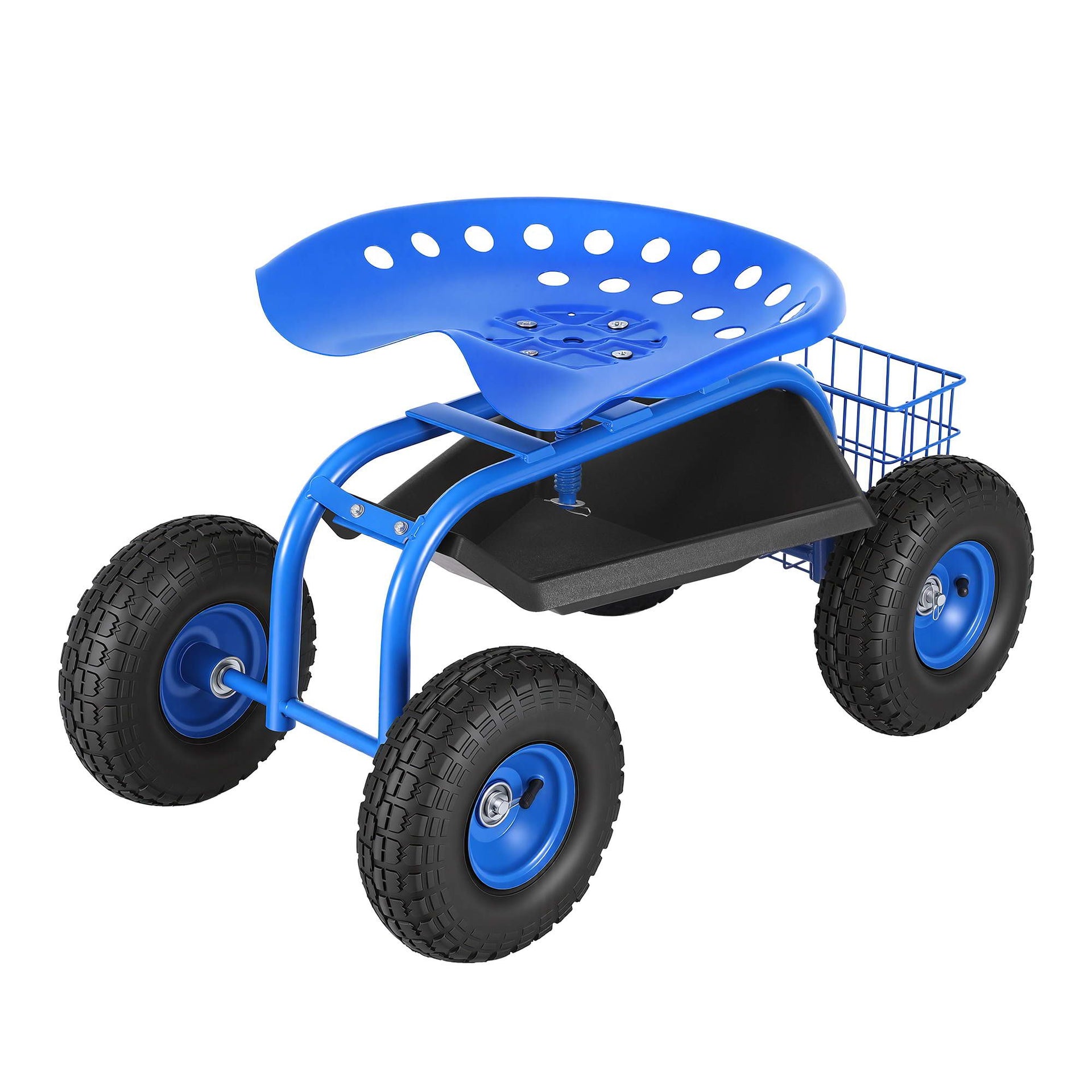 Gardeon Garden Seat with Wheels 360 Swivel Adjustable Height Rolling Stool 150kg Gardeon