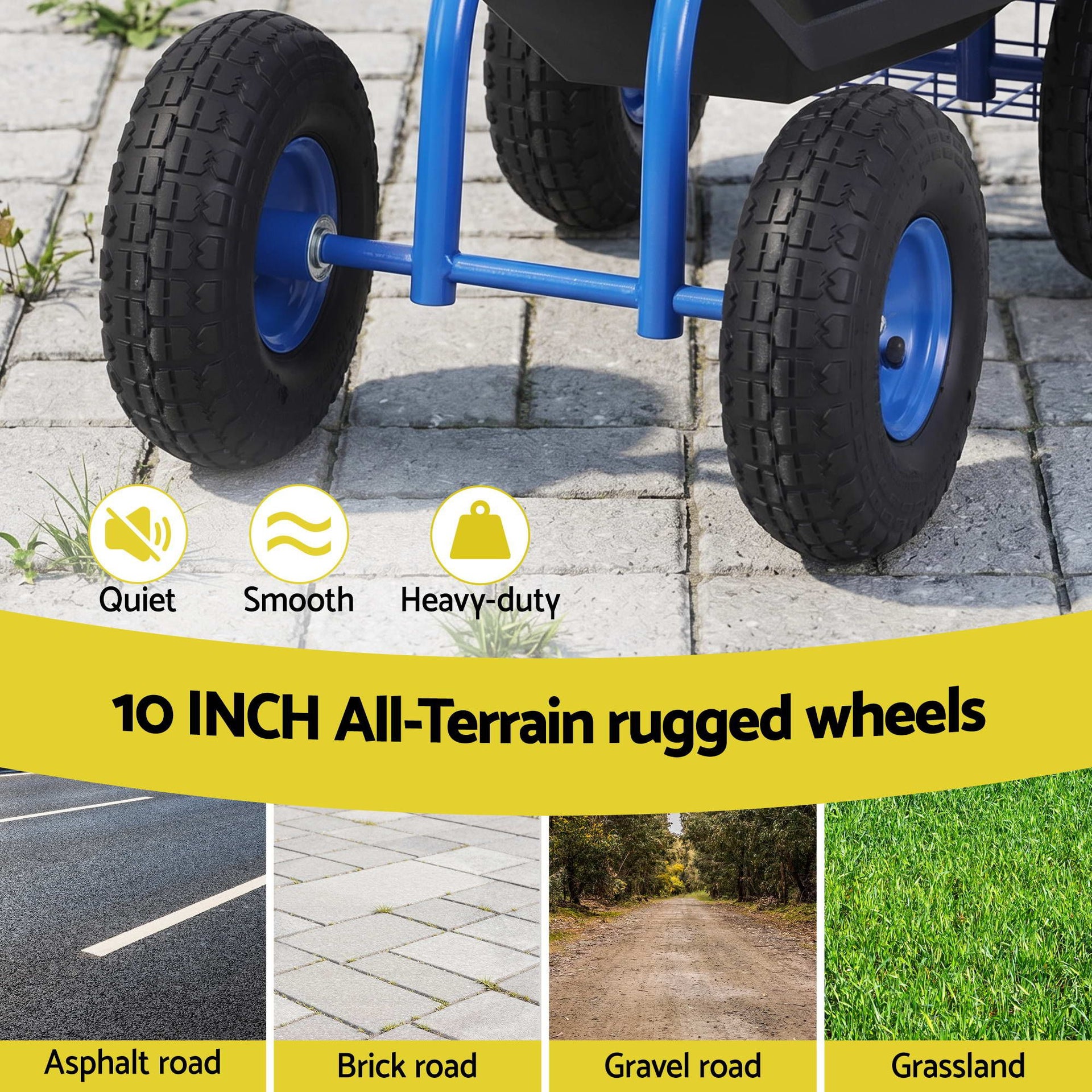 Gardeon Garden Seat with Wheels 360 Swivel Adjustable Height Rolling Stool 150kg Gardeon