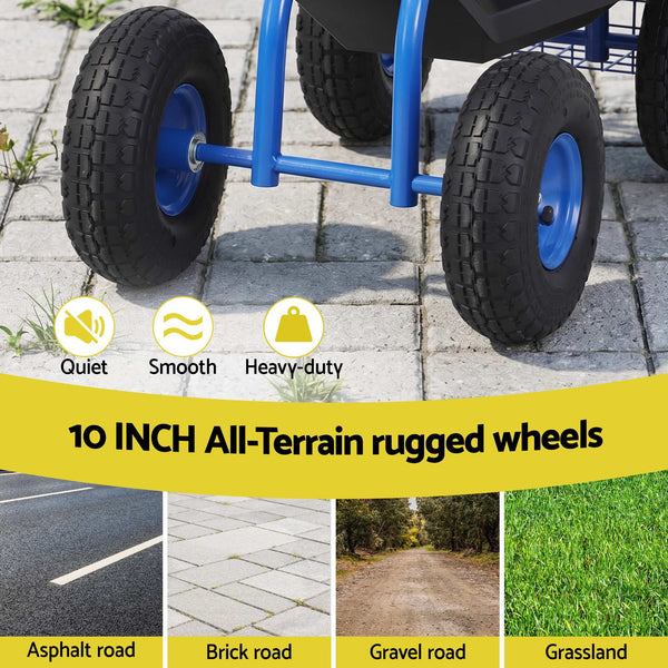 Gardeon Garden Seat with Wheels 360 Swivel Adjustable Height Rolling Stool 150kg Gardeon