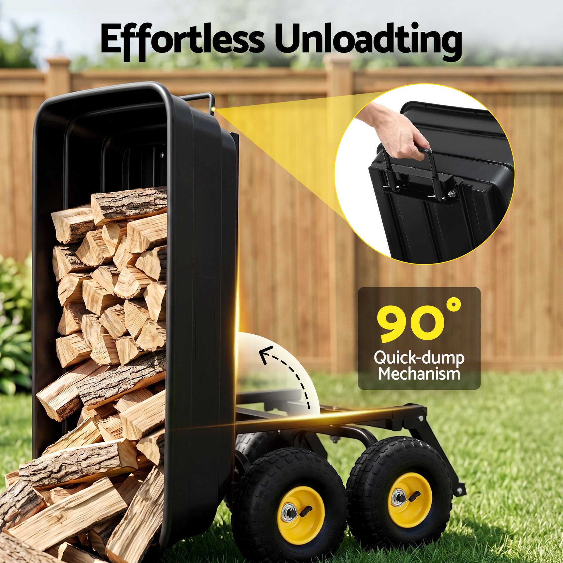 Gardeon Garden Cart Dump Utility Wagon 270kg 2in1 Handle Tractor Trolley 110L with 10in Tyres Awezingly