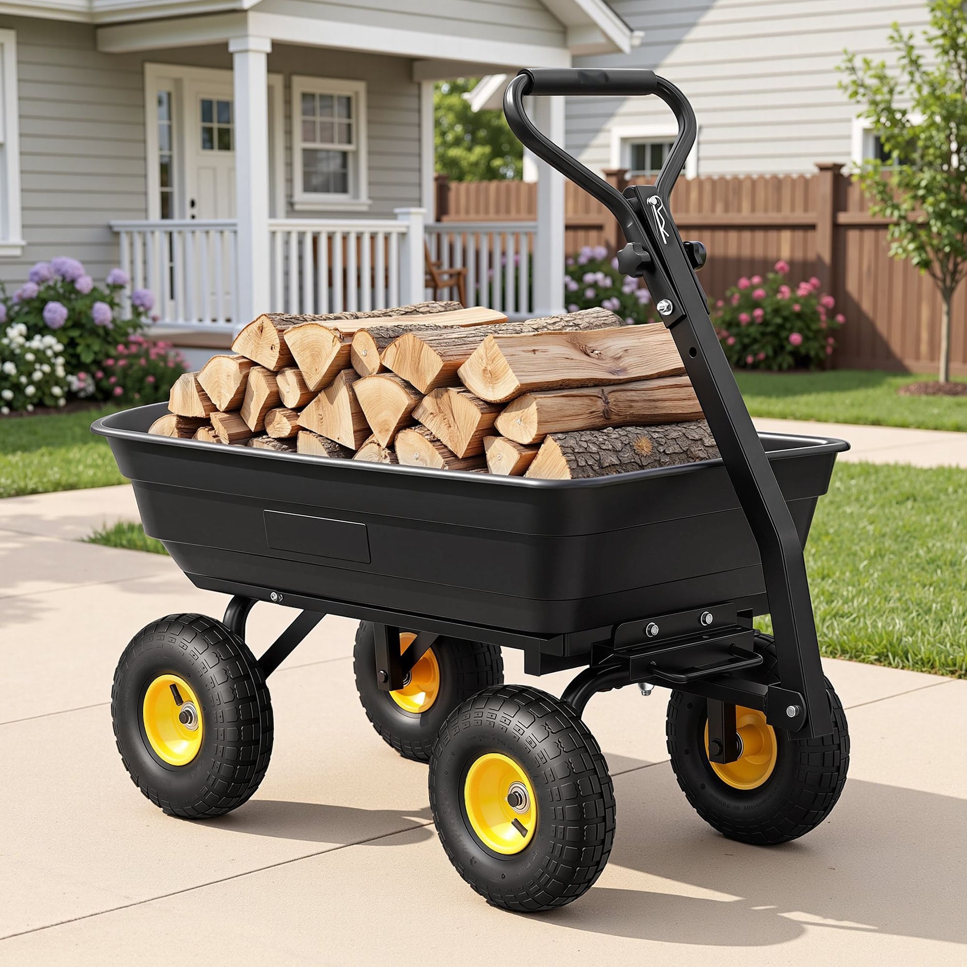 Gardeon Garden Cart Dump Utility Wagon 270kg 2in1 Handle Tractor Trolley 110L with 10in Tyres Awezingly
