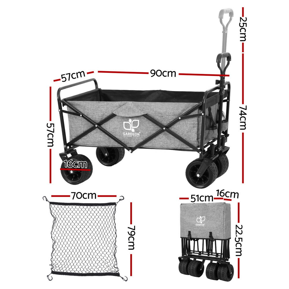 Gardeon Garden Cart with Cargo Net Grey Gardeon