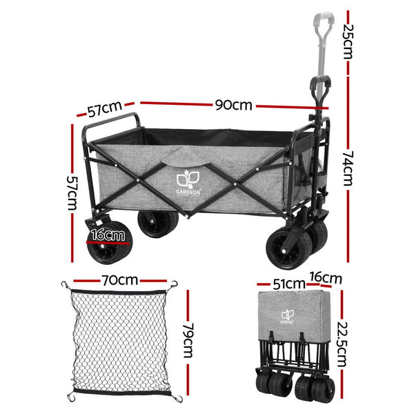 Gardeon Garden Cart with Cargo Net Grey Gardeon