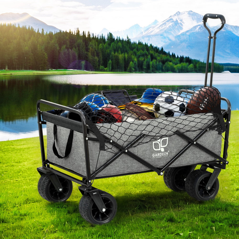 Gardeon Garden Cart with Cargo Net Grey Gardeon