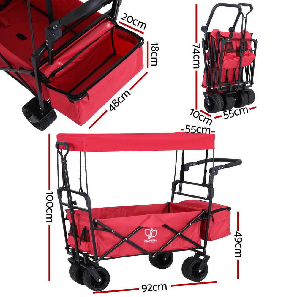 Gardeon Garden Cart with Removable Canopy Red Gardeon