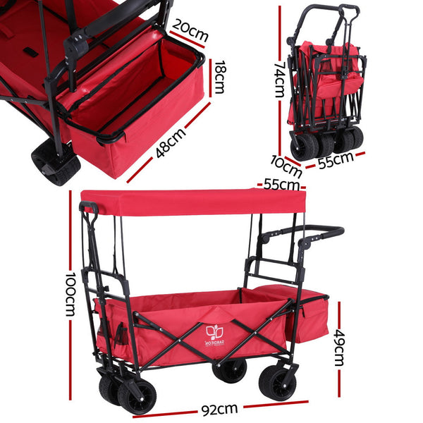 Gardeon Garden Cart with Removable Canopy Red Gardeon