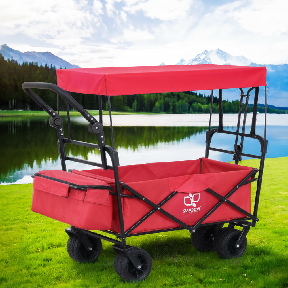 Gardeon Garden Cart with Removable Canopy Red Gardeon