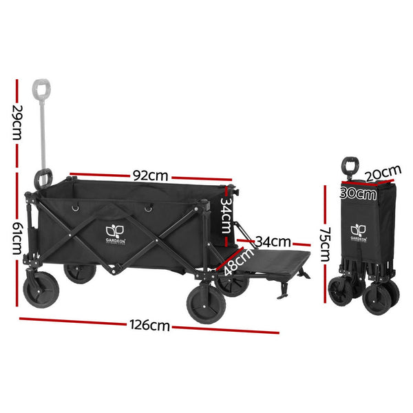 Gardeon Garden Cart with Opening Rear Black Gardeon