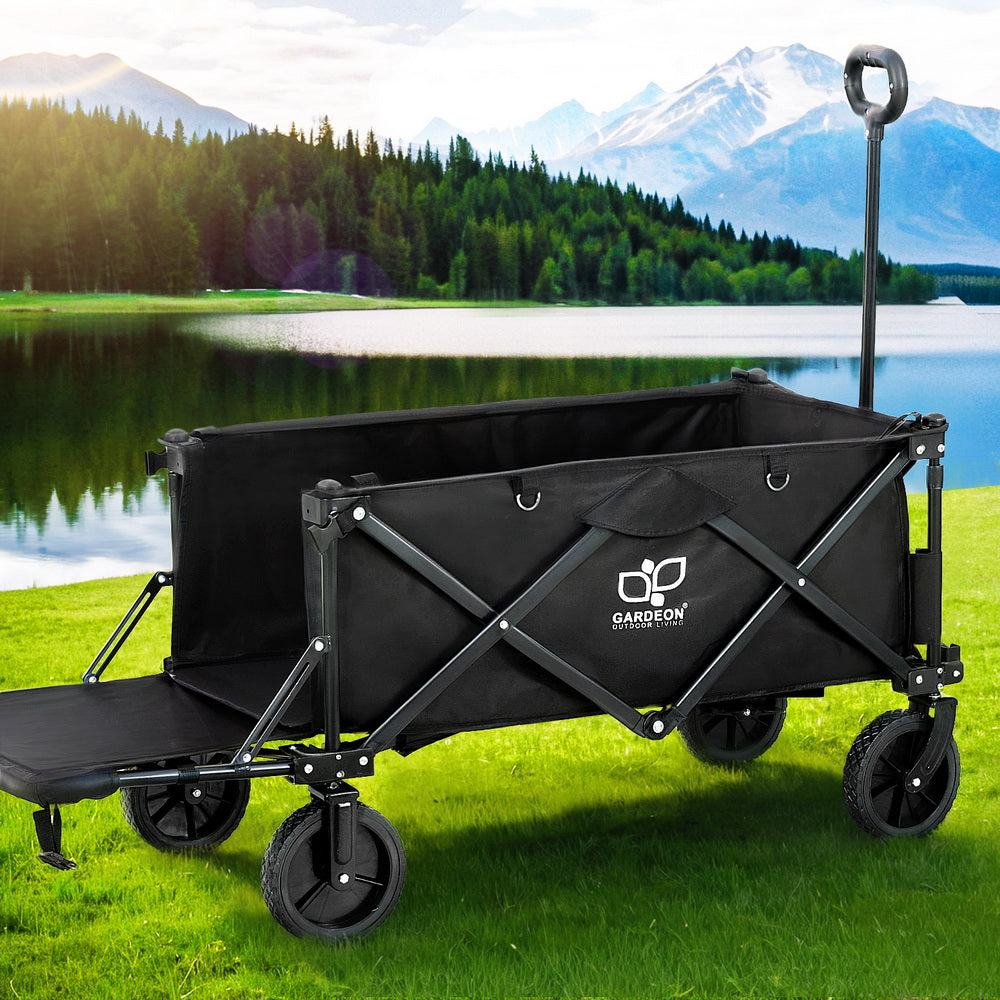 Gardeon Garden Cart with Opening Rear Black Gardeon