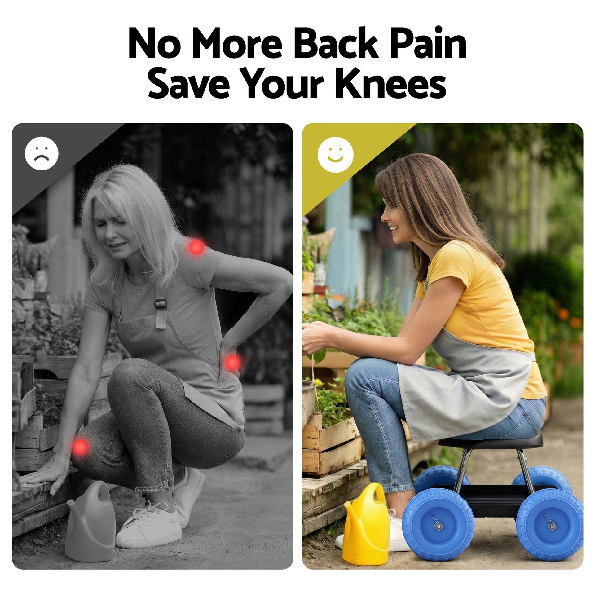 Gardeon Garden Cart Seat with Wheels, Rolling Work Stool with Tool Storage Tray, 440lbs (200kg) Heavy Duty Capacity Garden Stool for Outdoor Yard Work, Car Detailing, and Garage Maintenance, Blue/Black Awezingly