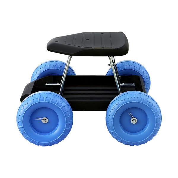 Gardeon Garden Cart Seat with Wheels, Rolling Work Stool with Tool Storage Tray, 440lbs (200kg) Heavy Duty Capacity Garden Stool for Outdoor Yard Work, Car Detailing, and Garage Maintenance, Blue/Black Awezingly