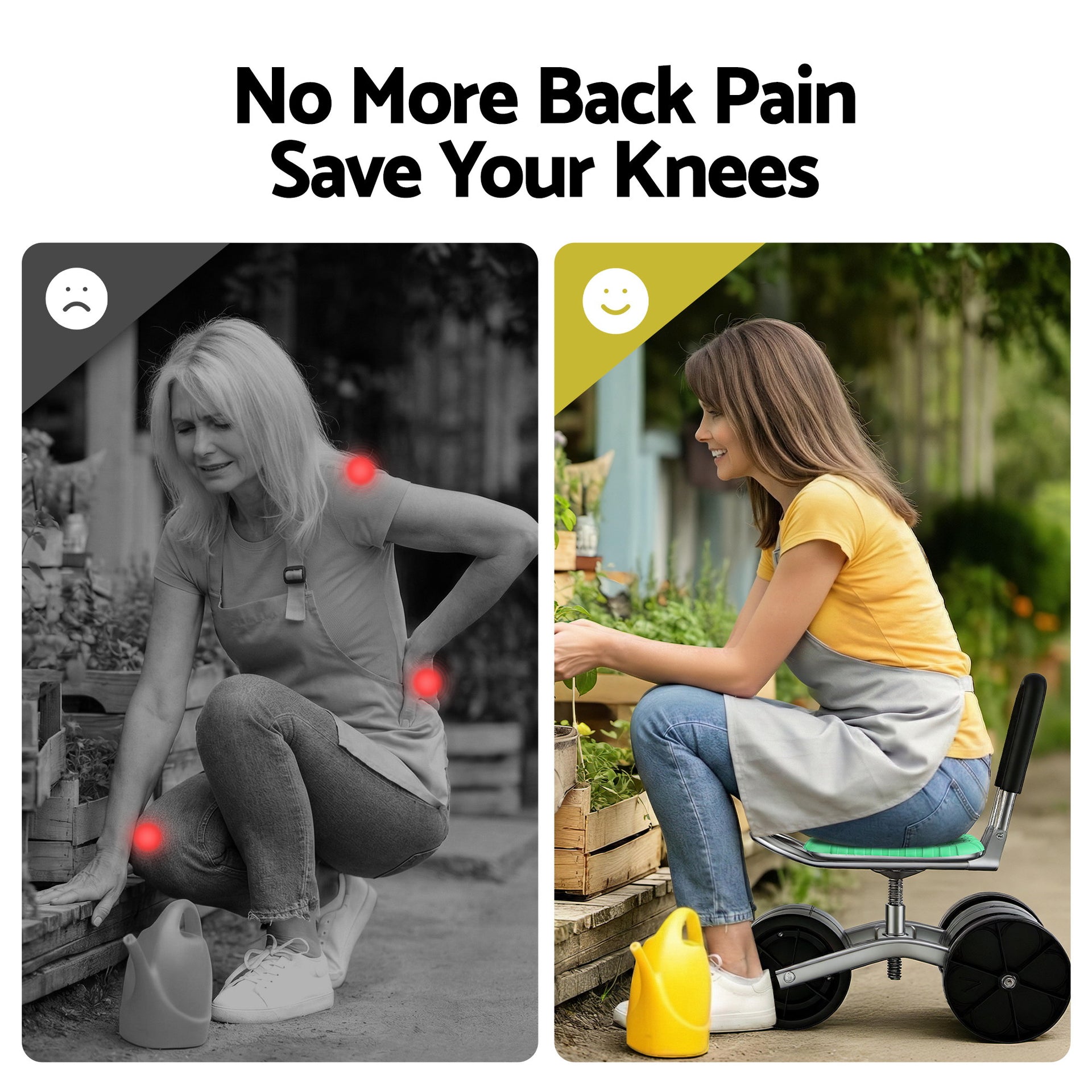 Gardeon Gardening Cart with 360° Swivel Seat | Rolling Work Seat with Adjustable Height & All-Terrain Wheels | 130KG Capacity Heavy Duty Garden Scooter for Back Pain Relief & Vehicle Detailing | Foldable Backrest & Ventilated Seat, Green Awezingly