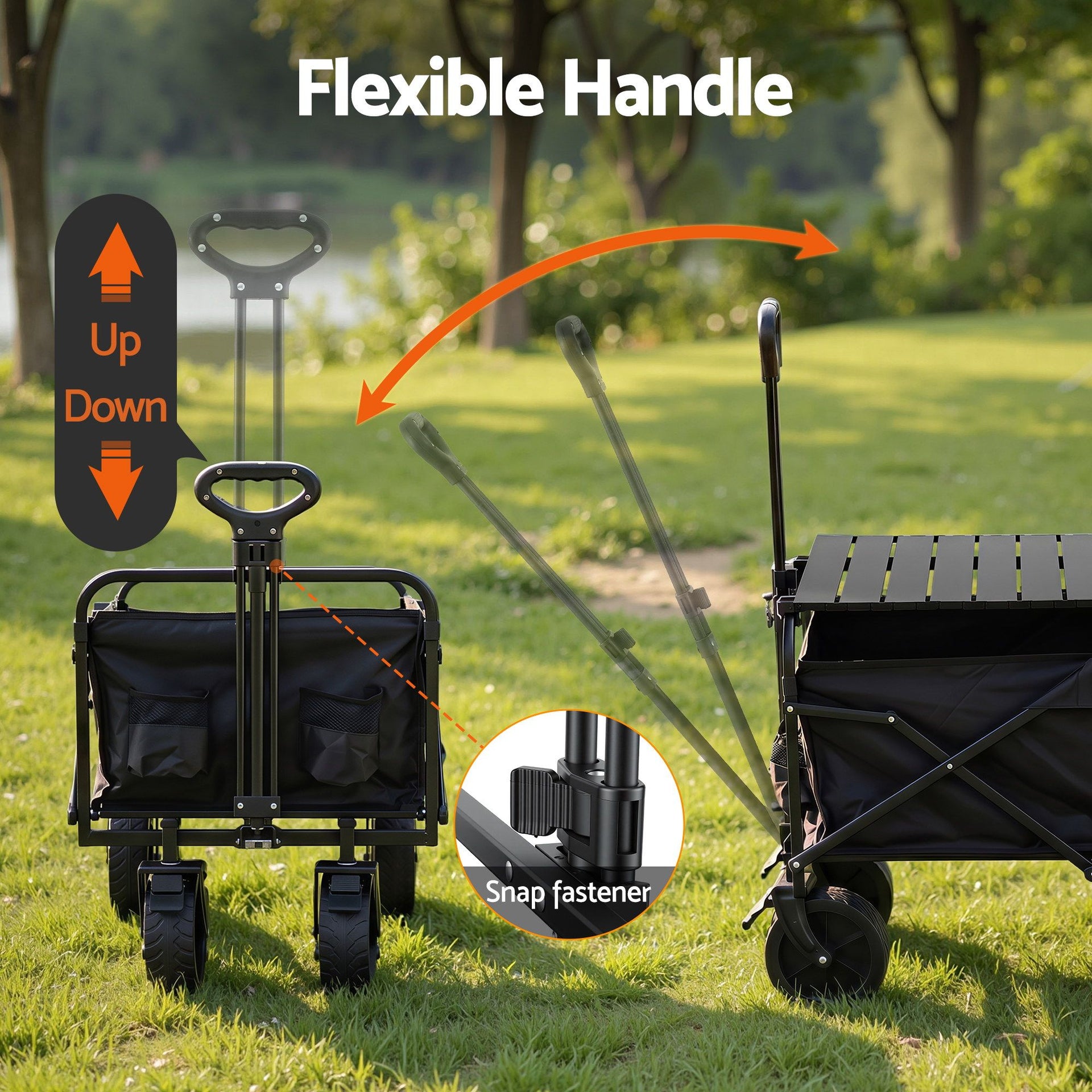 Gardeon Folding Camping Wagon Heavy Duty Utility Cart with Tailgate Table 150L Gardeon