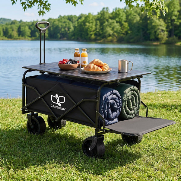 Gardeon Folding Camping Wagon Heavy Duty Utility Cart with Tailgate Table 150L Gardeon