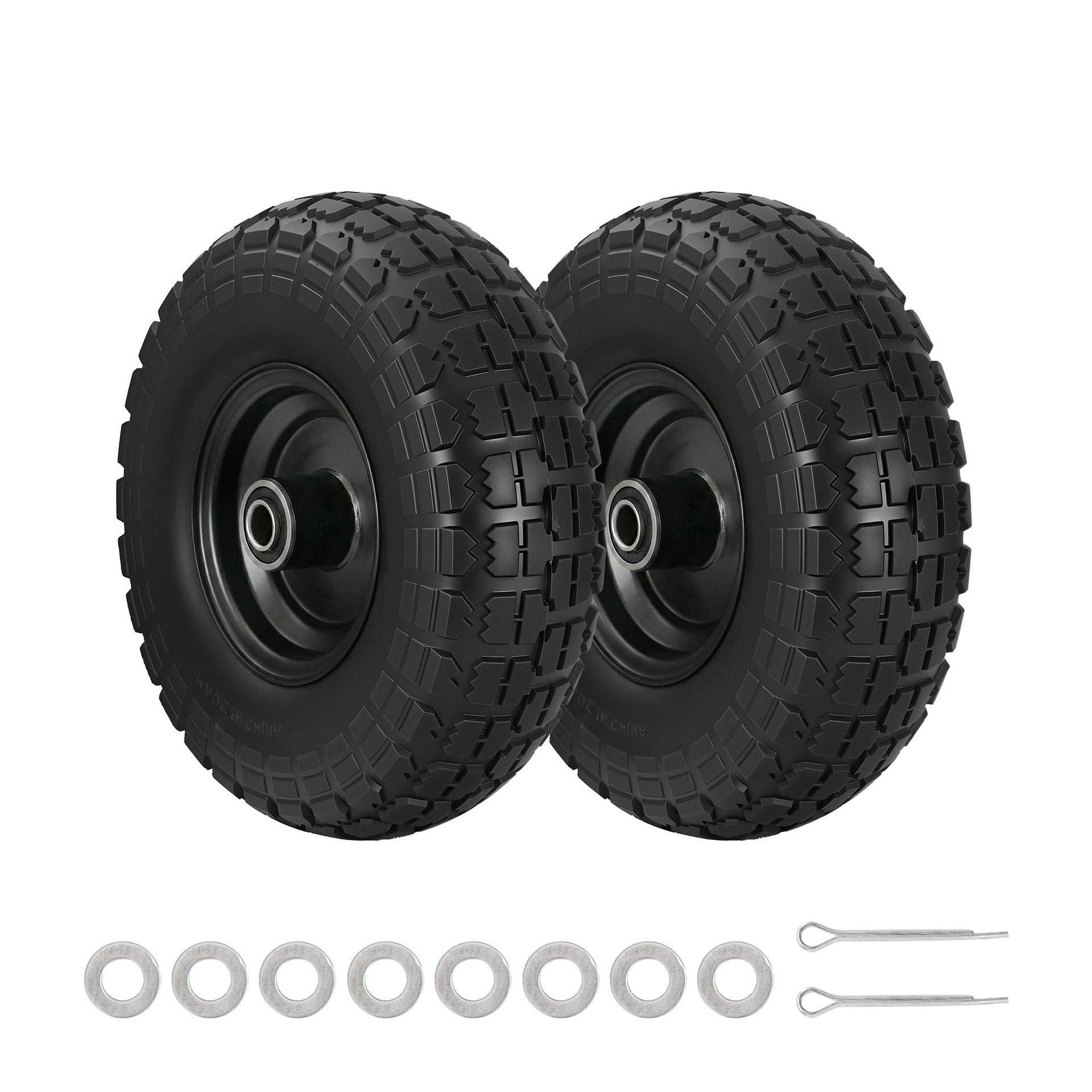 Gardeon 2pcs, 4.10/3.50-4 Tire And Wheel Flat Free, 26cm Solid Rubber Tires with 5/8 Axle Bore Hole And Double Sealed Bearings, Perfect for Wheelbarrow, Garden Cart, Wagon, Dolly Awezingly