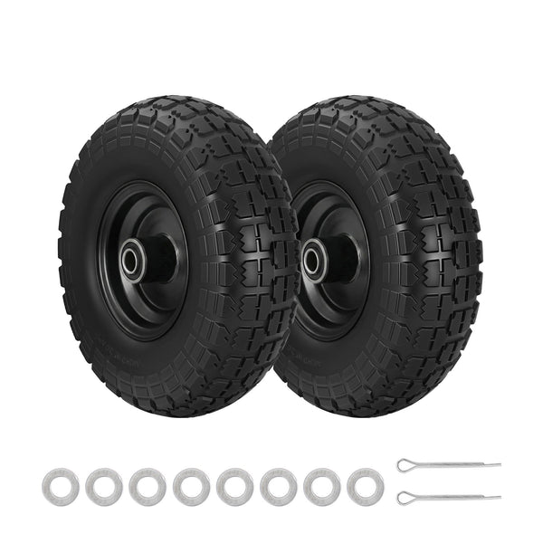 Gardeon 2pcs, 4.10/3.50-4 Tire And Wheel Flat Free, 26cm Solid Rubber Tires with 5/8 Axle Bore Hole And Double Sealed Bearings, Perfect for Wheelbarrow, Garden Cart, Wagon, Dolly Awezingly