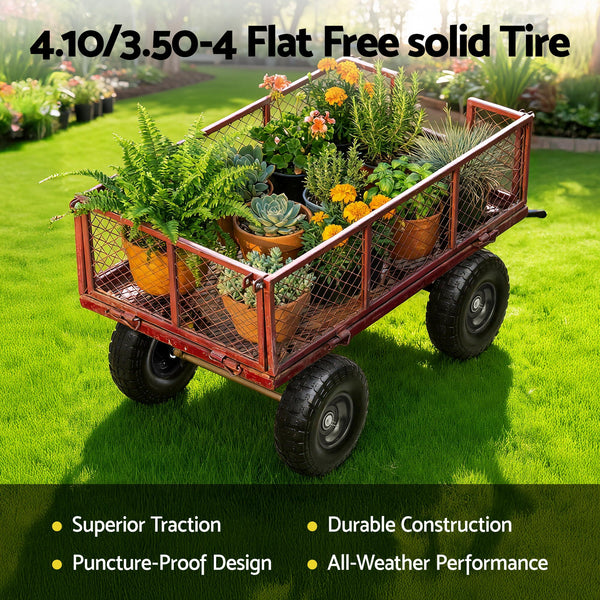 Gardeon 2pcs, 4.10/3.50-4 Tire And Wheel Flat Free, 26cm Solid Rubber Tires with 5/8 Axle Bore Hole And Double Sealed Bearings, Perfect for Wheelbarrow, Garden Cart, Wagon, Dolly Awezingly