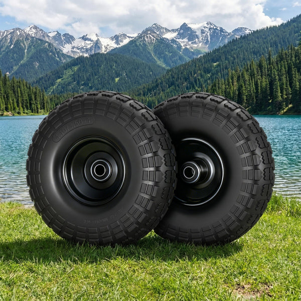 Gardeon 2pcs, 4.10/3.50-4 Tire And Wheel Flat Free, 26cm Solid Rubber Tires with 5/8 Axle Bore Hole And Double Sealed Bearings, Perfect for Wheelbarrow, Garden Cart, Wagon, Dolly Awezingly