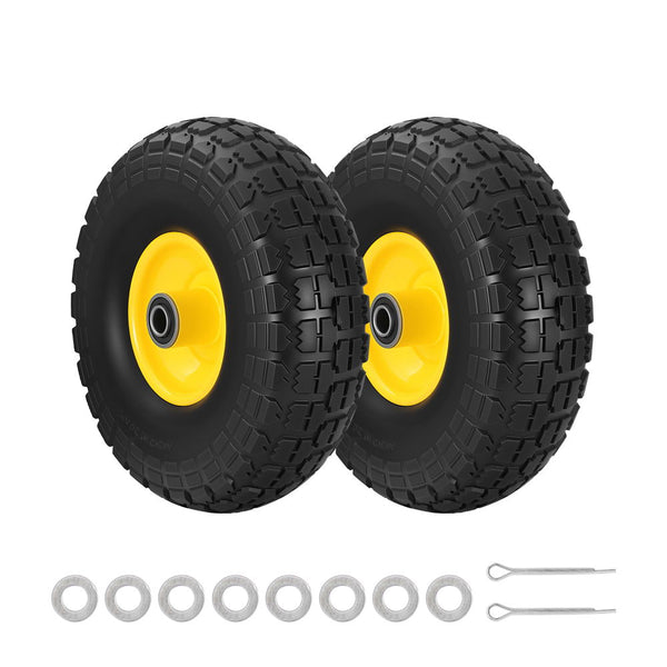 Gardeon 2pcs, 4.10/3.50-4 Tire And Wheel Flat Free, 26cm Solid Rubber Tires with 5/8 Axle Bore Hole And Double Sealed Bearings, Perfect for Wheelbarrow, Garden Cart, Wagon, Dolly Awezingly