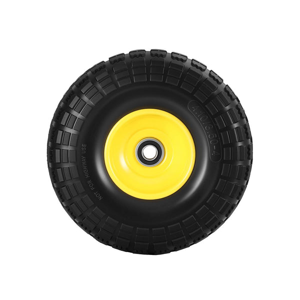 Gardeon 2pcs, 4.10/3.50-4 Tire And Wheel Flat Free, 26cm Solid Rubber Tires with 5/8 Axle Bore Hole And Double Sealed Bearings, Perfect for Wheelbarrow, Garden Cart, Wagon, Dolly Awezingly
