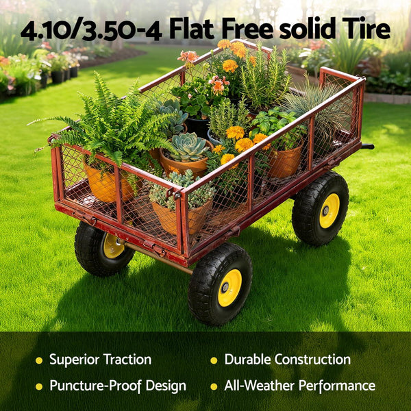 Gardeon 2pcs, 4.10/3.50-4 Tire And Wheel Flat Free, 26cm Solid Rubber Tires with 5/8 Axle Bore Hole And Double Sealed Bearings, Perfect for Wheelbarrow, Garden Cart, Wagon, Dolly Awezingly